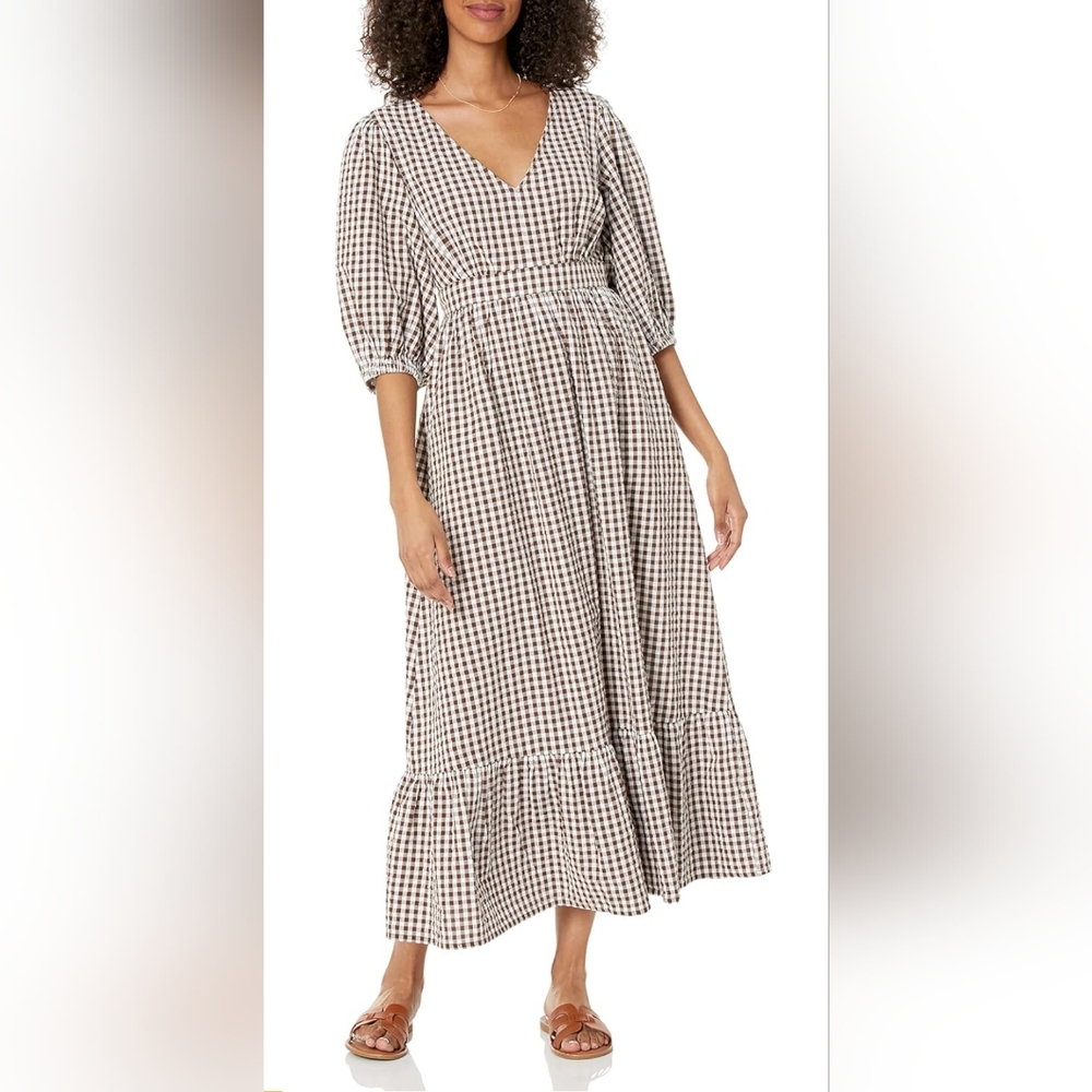 The Drop Women's Calie V-Neck Puff-Sleeve Maxi Dress